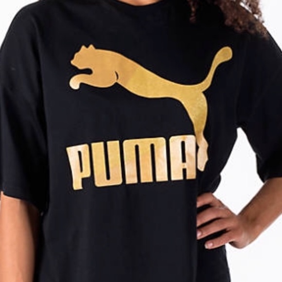 black and gold puma t shirt